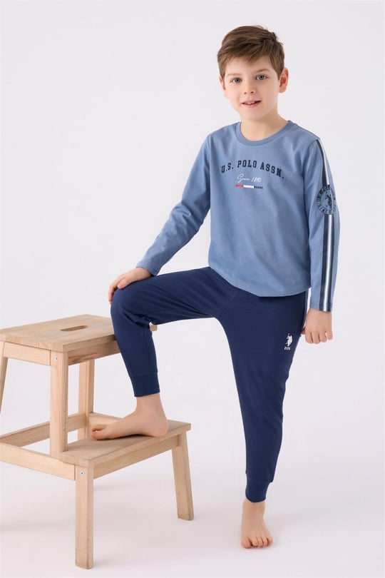 U.S. Polo Assn Erkek Çocuk Pijama Takım Mavi US1911-4