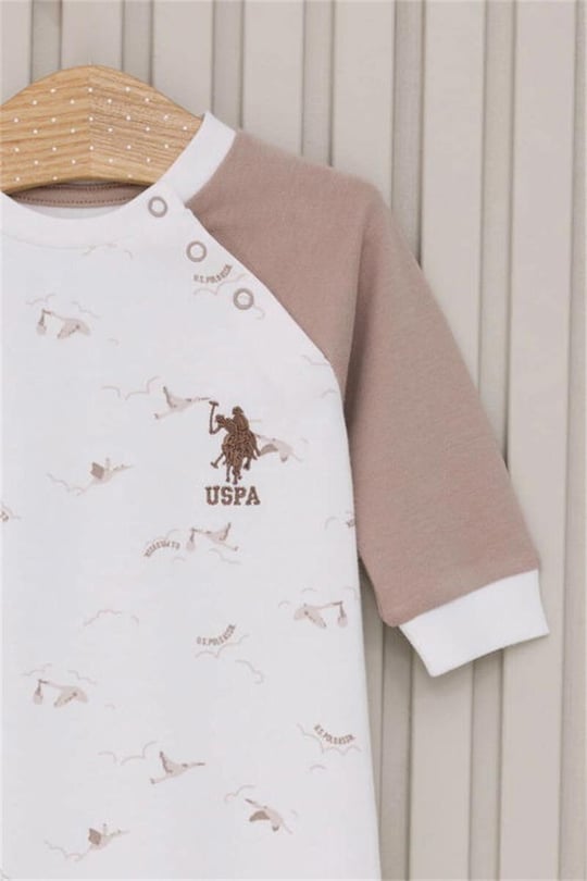 U.S. Polo Assn Erkek Bebek Tulum Krem USB2020