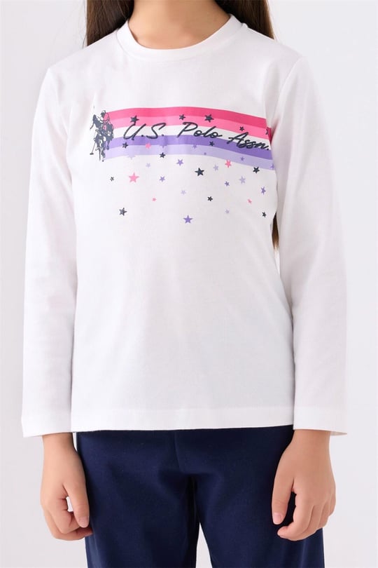 U.S. Polo Assn Kız Çocuk Pijama Takımı Krem US1962-G