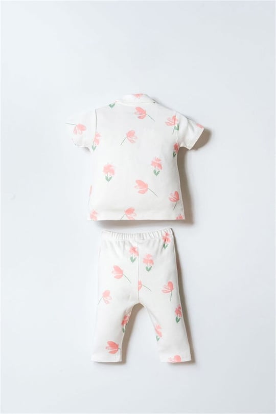 U.S Polo Assn. Kız Bebek Gömlek Pijama Takım Pudra USB2988