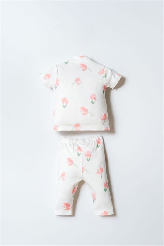 U.S Polo Assn. Kız Bebek Gömlek Pijama Takım Pudra USB2988