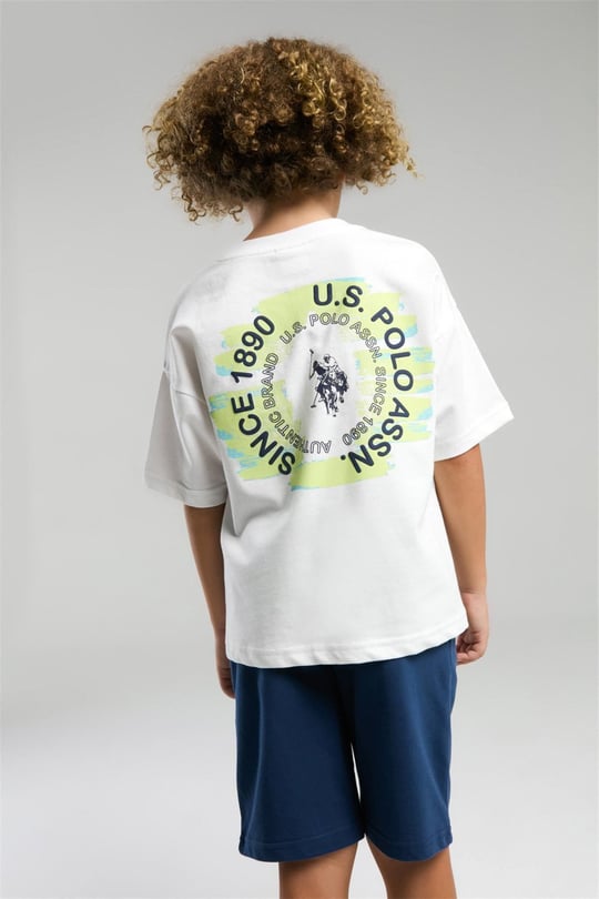 U.S. Polo Assn. Erkek Çocuk Bermuda Tişört Şort Takım Beyaz US2055-4