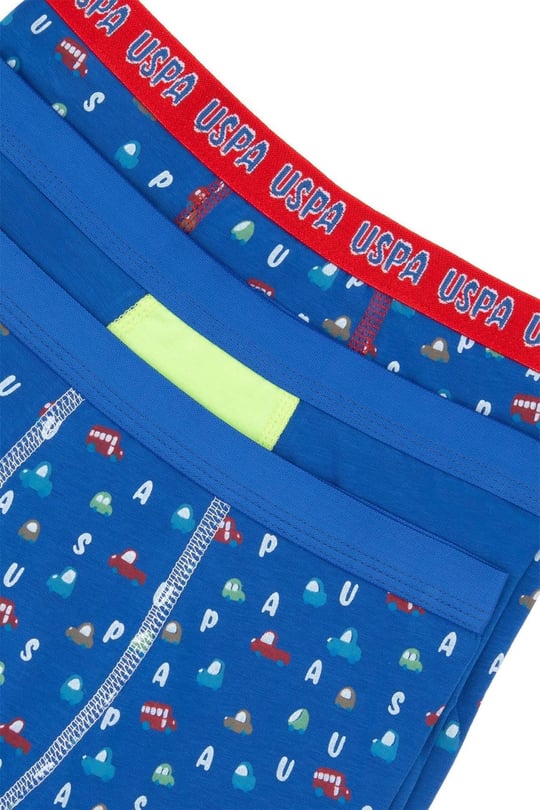 U.S. Polo Assn. Erkek Çocuk Desenli 3'lü Boxer Set Cobalt US2247