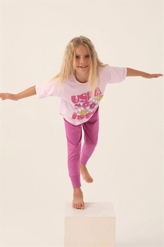 U.S. Polo Assn. Kız Çocuk Pijama Takımı Rose US1812-4