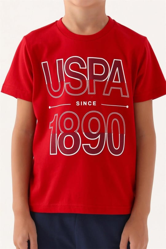 U.S. Polo Assn. Erkek Çocuk Bermuda Tişört Şort Takım Kırmızı US1760-4