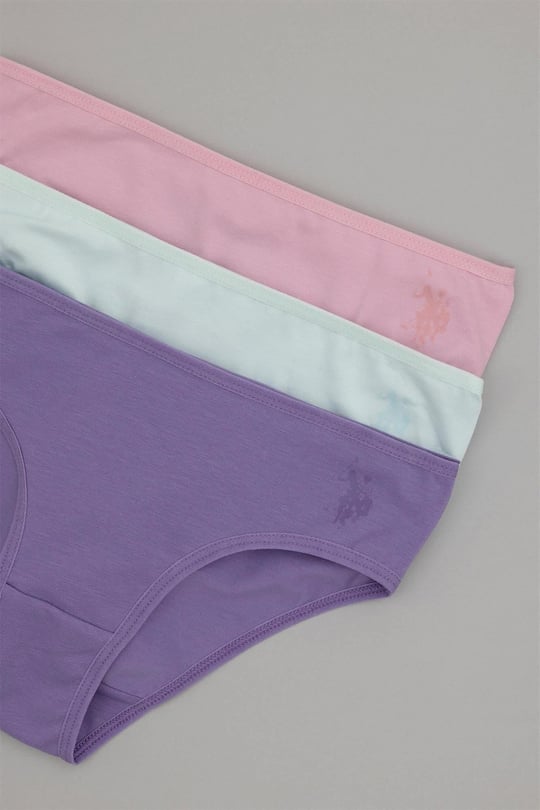U.S. Polo Assn. Kız Çocuk 3'lü Slip Külot Set Açık Nil US1678