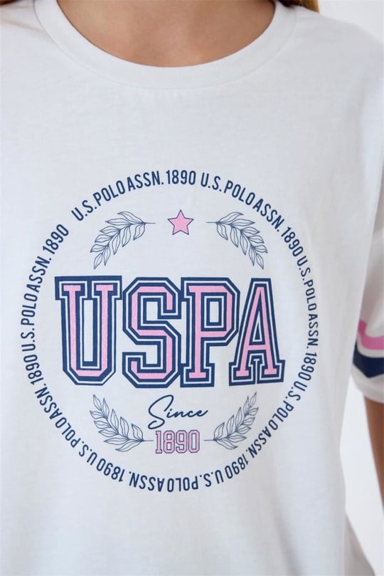 U.S. Polo Assn. Kız Çocuk Tişört Şort Takım Beyaz US2501-4