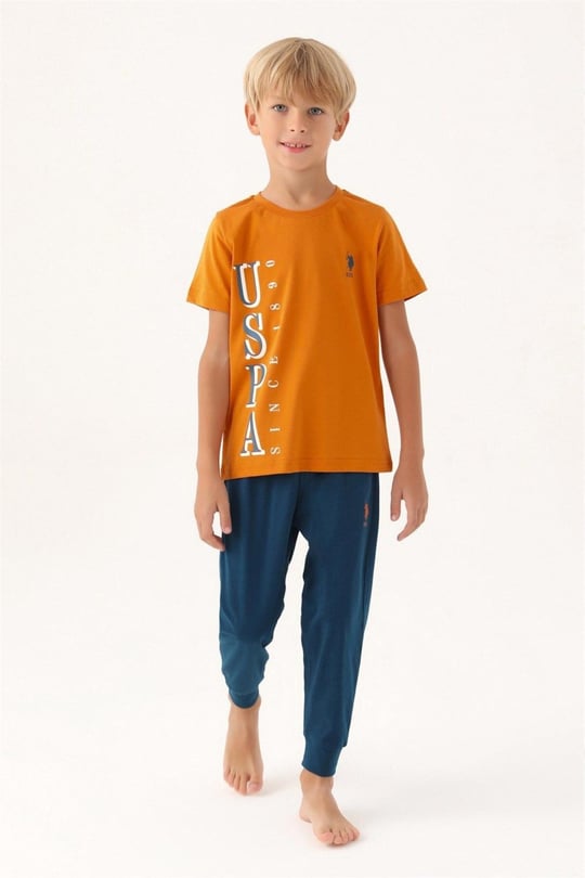 U.S. Polo Assn. Erkek Çocuk Pijama Takımı Kiremit US1717-4