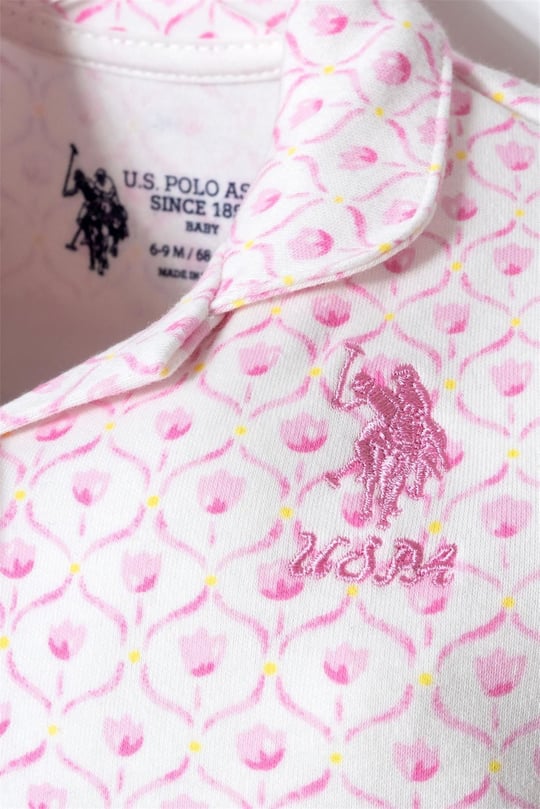 U.S. Polo Assn. Kız Bebek Desenli Gömlek Pijama Takım Ekru USB3020
