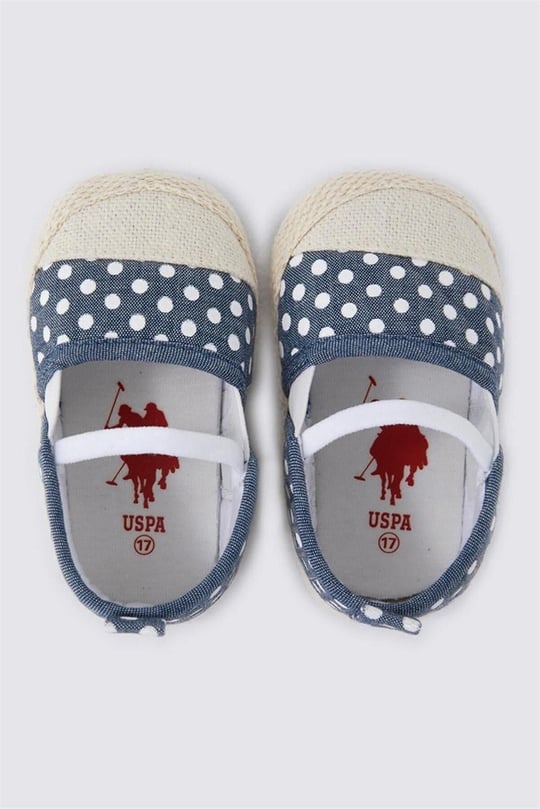 U.S. Polo Assn. Kız Bebek İlk Adım Babet Ayakkabı Puantiyeli Denim USB1307