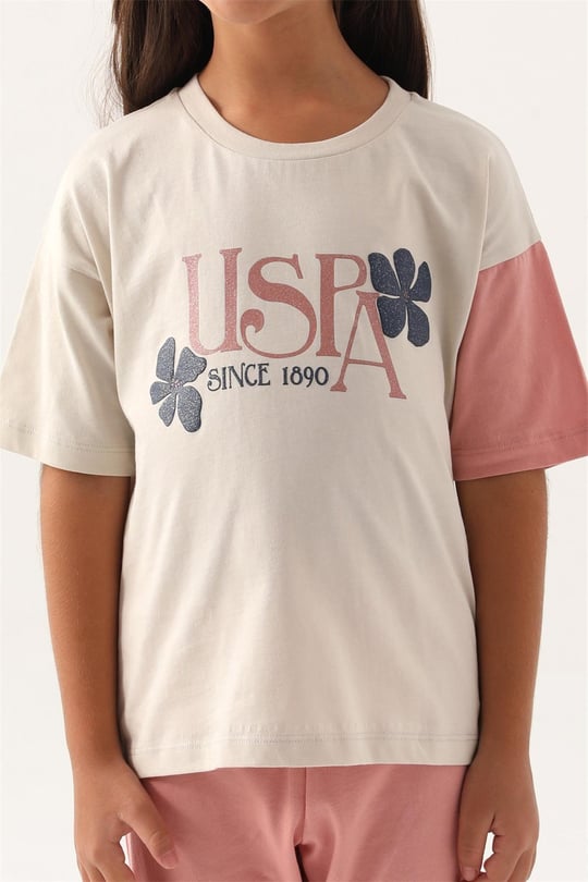 U.S. Polo Assn. Kız Çocuk Pijama Takımı Bej US1809-4