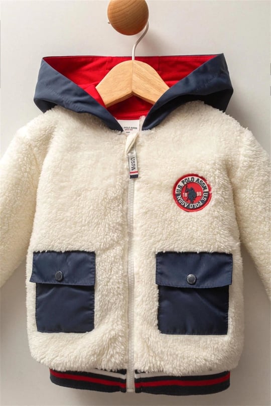 U.S. Polo Assn. Erkek Bebek Peluş Mont Beyaz USB2538