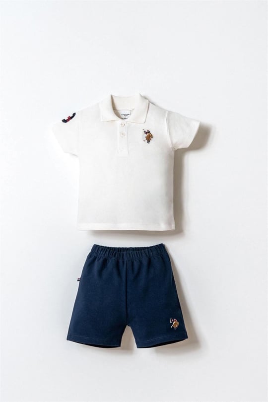 U.S. Polo Assn. Erkek Bebek Tişört Şort Takım Beyaz USB2885