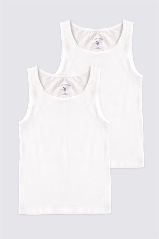 U.S. Polo Assn. Kız Çocuk 2'li Basic Kalın Askılı Atlet Set Beyaz US1673
