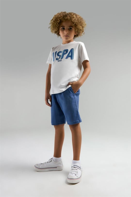 U.S. Polo Assn. Erkek Çocuk Bermuda Takım Beyaz US2039-4