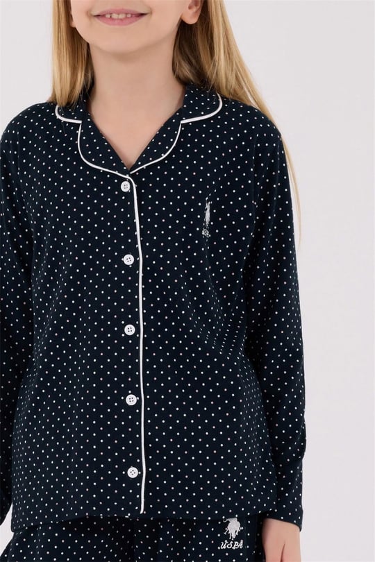 U.S. Polo Assn. Kız Çocuk Gömlek Pijama Takımı Lacivert US2327-G