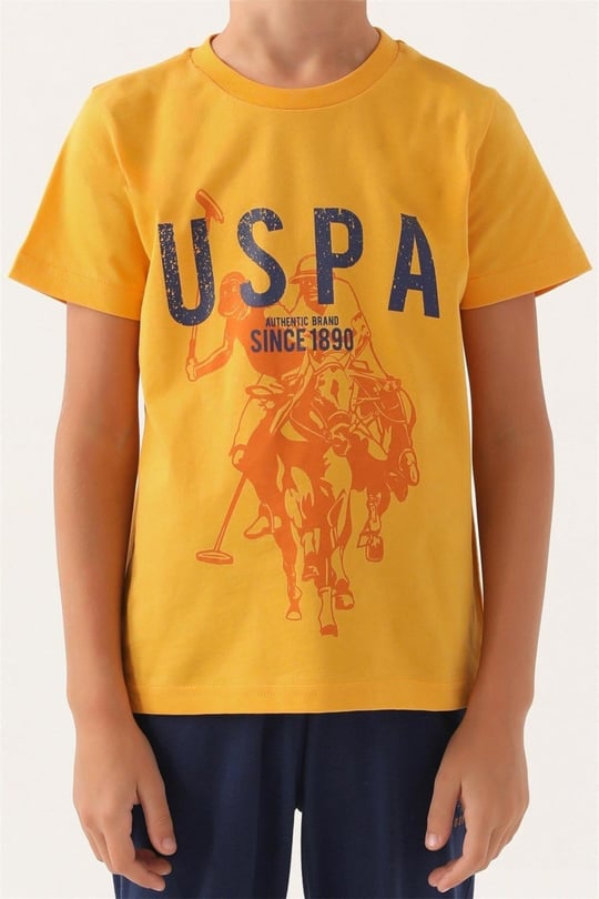U.S. Polo Assn. Erkek Çocuk Pijama Takımı Hardal US1739-4