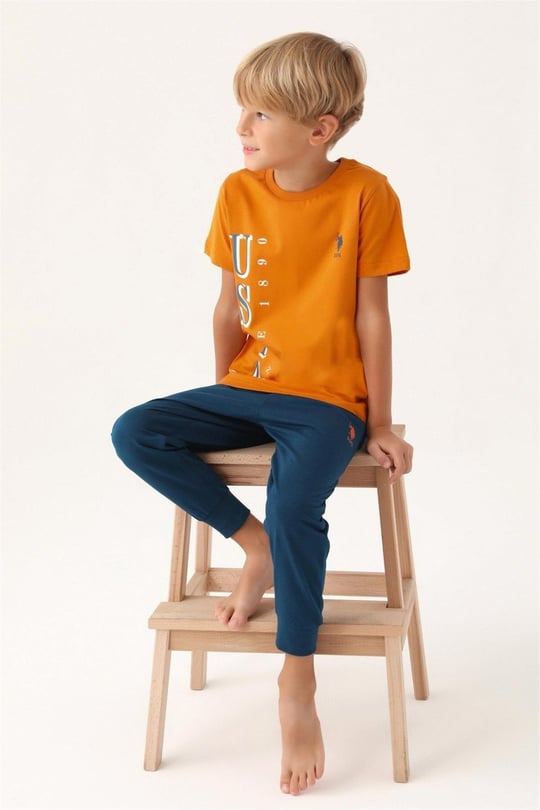 U.S. Polo Assn. Erkek Çocuk Pijama Takımı Kiremit US1717-4