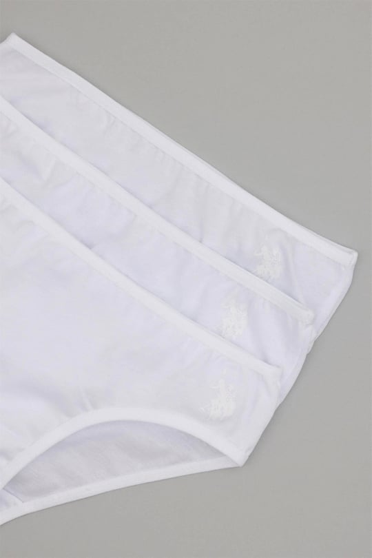 U.S. Polo Assn. Kız Çocuk 3'lü Slip Külot Set Beyaz US1675