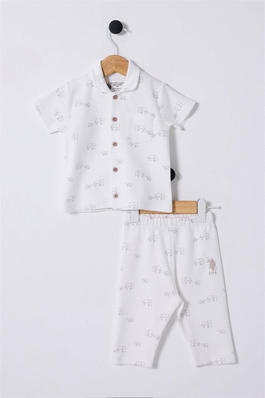 U.S. Polo Assn. Erkek Bebek Pijama Takımı Beyaz USB2329