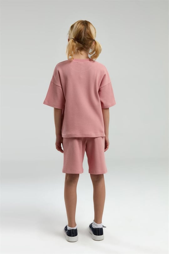 U.S. Polo Assn. Kız Çocuk Bermuda Tişört Şort Takım Retro Pembe US2065-4