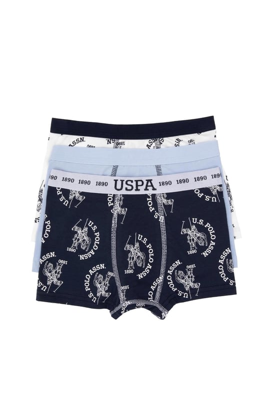 U.S. Polo Assn. Erkek Çocuk Desenli 3'lü Boxer Set Renkli US2245