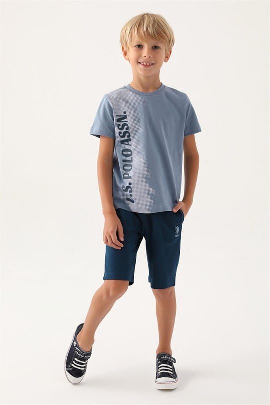 U.S. Polo Assn. Erkek Çocuk Tişört Bermuda Şort Takım Gece Mavisi US1719-4