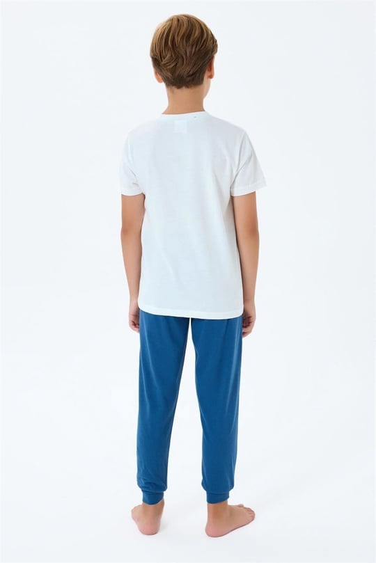 U.S. Polo Assn. Erkek Çocuk Pijama Takımı Beyaz US2413-4