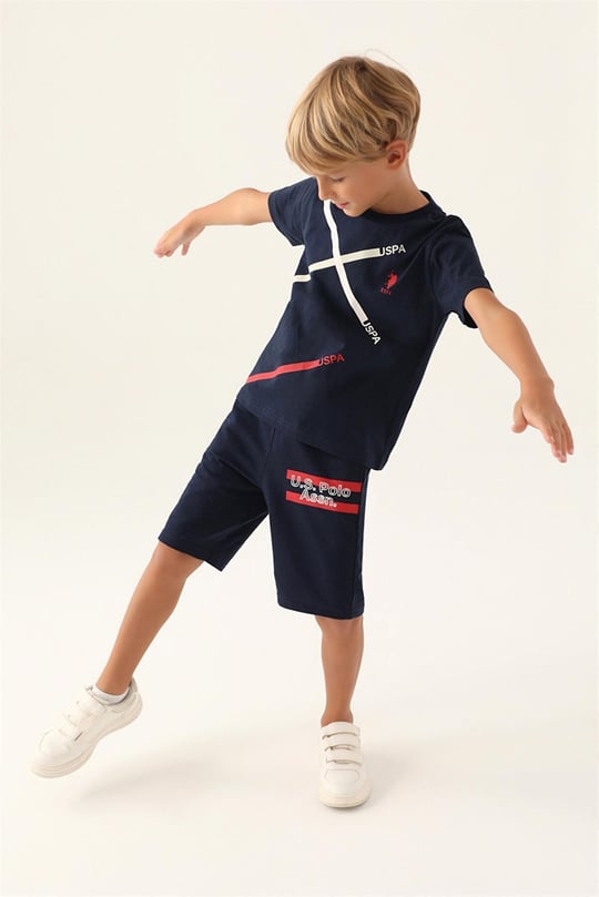 U.S. Polo Assn. Erkek Çocuk Tişört Bermuda Şort Takım Lacivert US1768-G