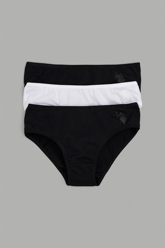 U.S. Polo Assn. Kız Çocuk 3'lü Slip Külot Siyah US1677