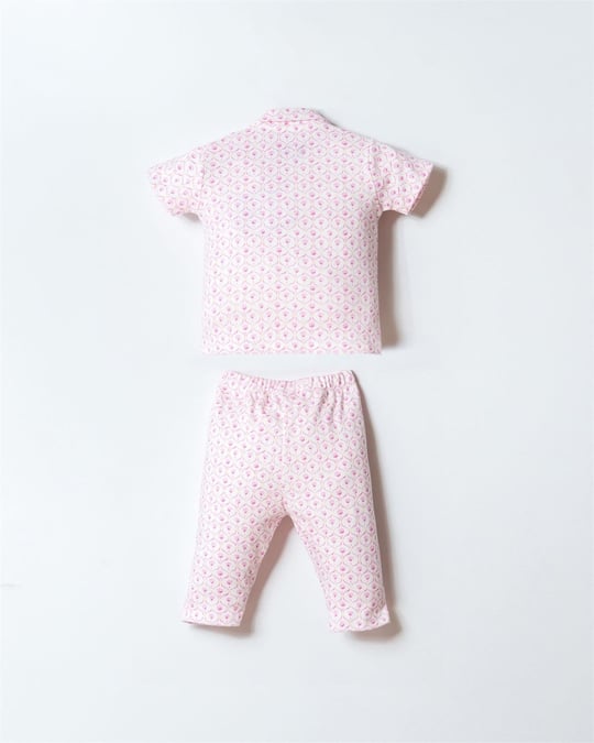 U.S. Polo Assn. Kız Bebek Desenli Gömlek Pijama Takım Ekru USB3020
