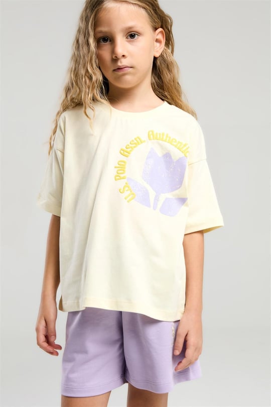 U.S. Polo Assn. Kız Çocuk Tişört Şort Takım Sarı US2094-4