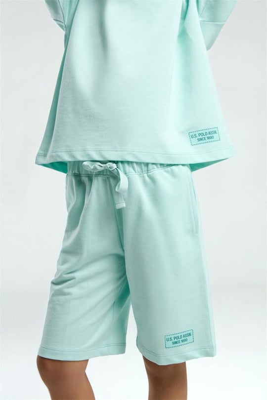 U.S. Polo Assn. Kız Çocuk Bermuda Tişört Şort Takım Turkuaz US2090-4