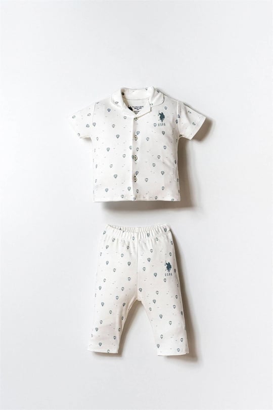 U.S. Polo Assn. Erkek Bebek Gömlek Pijama Takımı Beyaz USB2852