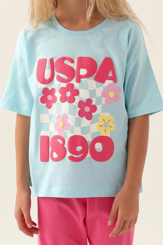 U.S. Polo Assn. Kız Çocuk Pijama Takımı Açık Mavi US1812-4