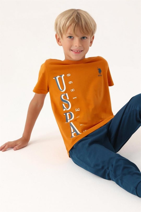 U.S. Polo Assn. Erkek Çocuk Pijama Takımı Kiremit US1717-4