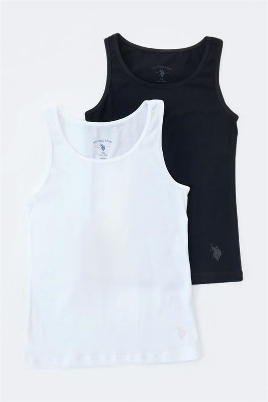 U.S. Polo Assn. Kız Çocuk 2'li Basic Kalın Askılı Atlet Set Siyah US1674