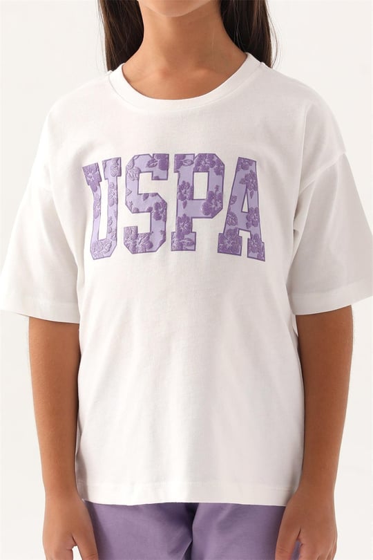 U.S. Polo Assn. Kız Çocuk Pijama Takımı Krem US1818-G