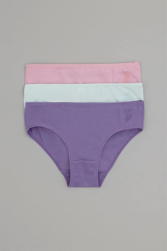 U.S. Polo Assn. Kız Çocuk 3'lü Slip Külot Set Açık Nil US1678