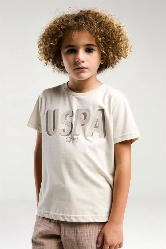 U.S. Polo Assn. Erkek Çocuk Bermuda Tişört Şort Takım Bej US2039-4