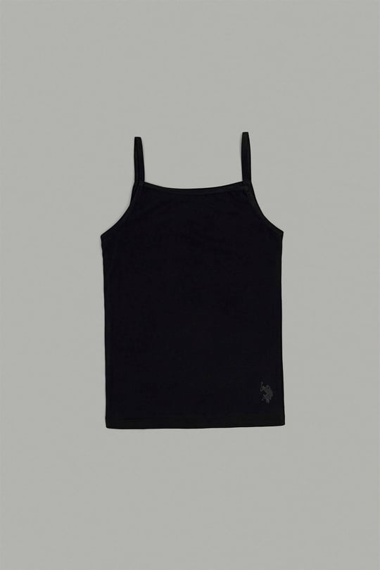 U.S. Polo Assn. Kız Çocuk 2'li Basic İnce Askılı Atlet Set Siyah US1672