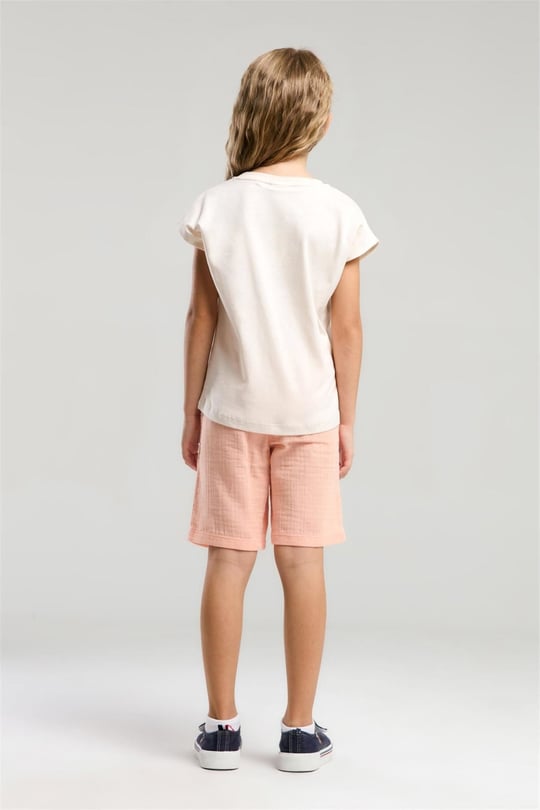 U.S. Polo Assn. Kız Çocuk Bermuda Takım Açık Bej US2092-4