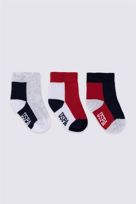 U.S. Polo Assn. Erkek Bebek 3'lü Çorap Set Renkli USB2202