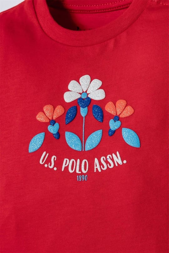 U.S. Polo Assn. Kız Bebek Tişört Şort Takım Nar Çiçeği USB2999