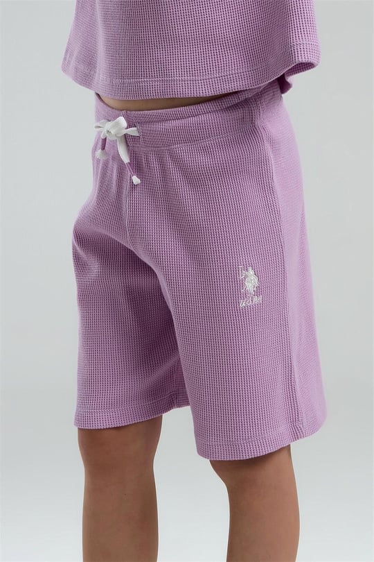 U.S. Polo Assn. Kız Çocuk Bermuda Tişört Şort Takım Mauve US2065-G
