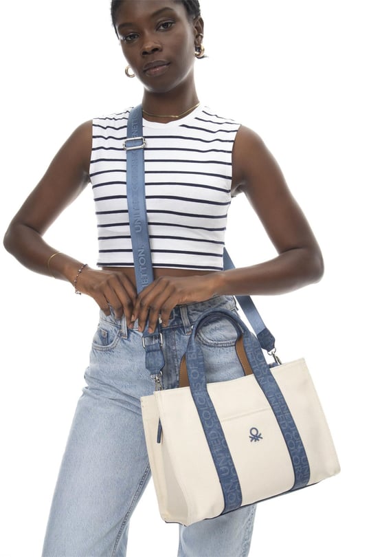 United Colors Of Benetton Kadın Kol Çanta Monogram-Kot Lacivert BNT-1105