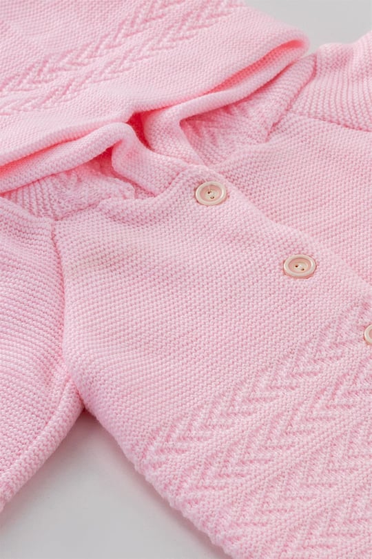 Veycan Baby Kız  Bebek Triko Kapşonlu Hırka Pembe 0101