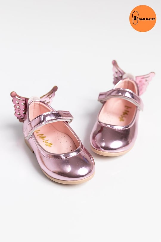 Gümüş Topuğu Kelebekli Kız Çocuk AyakkabıLM915 | Le Mabelle