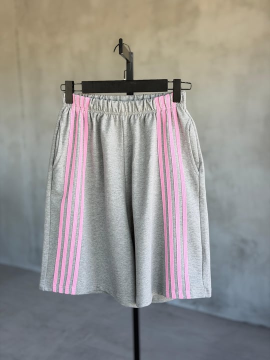 Dört Şeritli Şehir Boy Şort (Pembe)