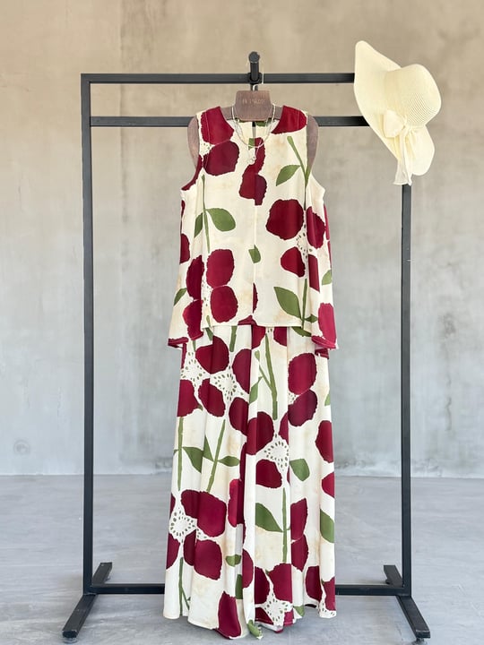 Masalsı Çiçek Desenli Takım (Bordo)